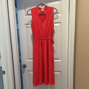 Anne Klein Coral Sleeveless Midi Dress with elastic tie waist - barely worn
